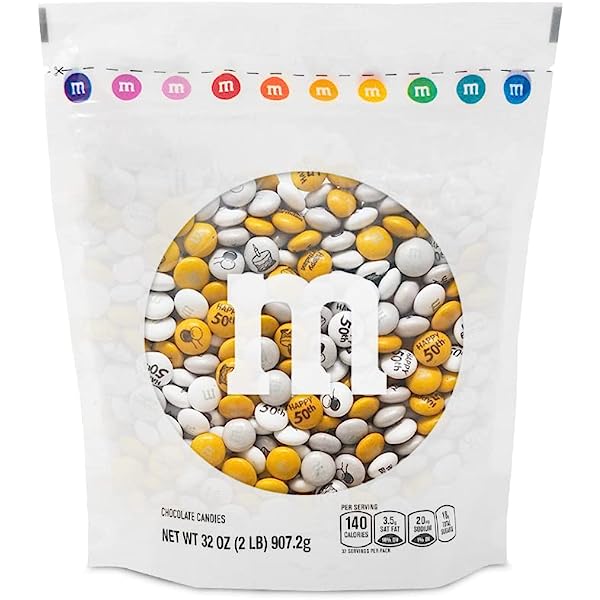 M&M’s White & Yellow Happy 50th Anniversary Chocolate Candies - 32 oz Bag