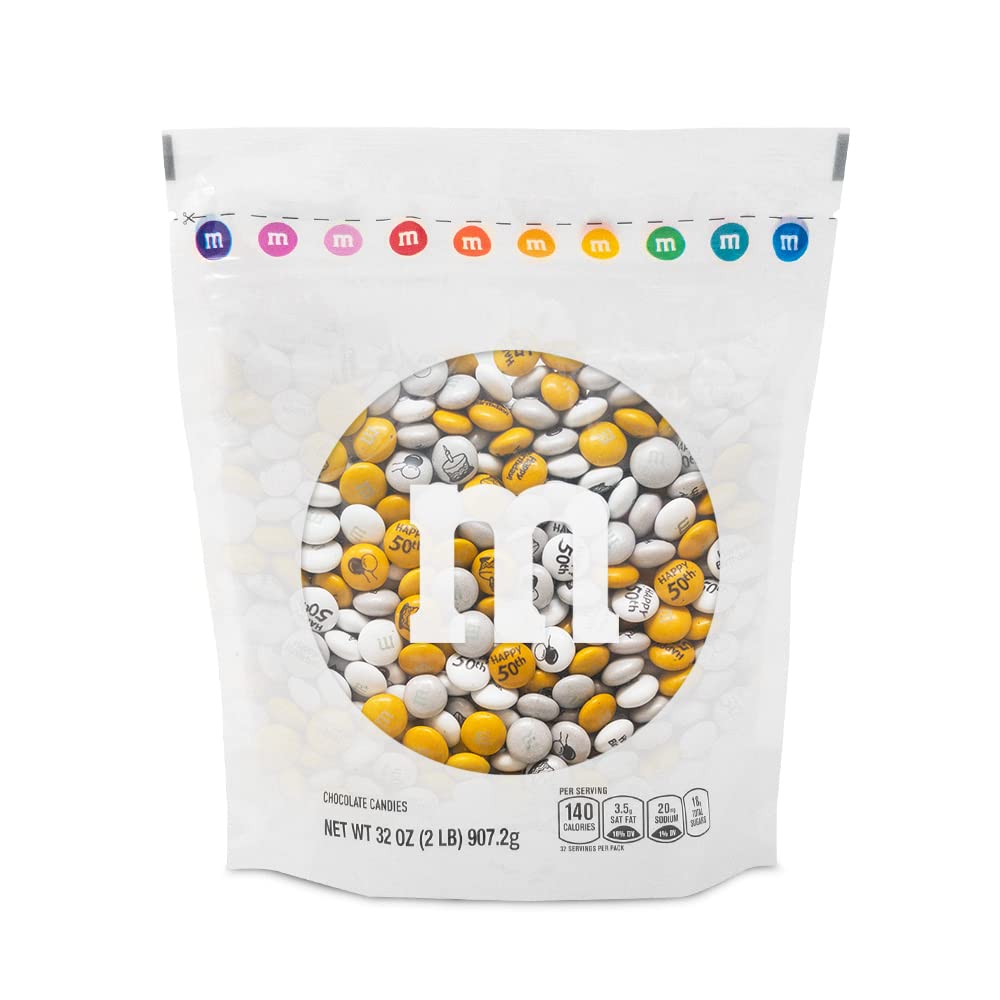 M&M’s 32 oz White & Yellow 50th Anniversary Chocolate Candies - Bulk Bag