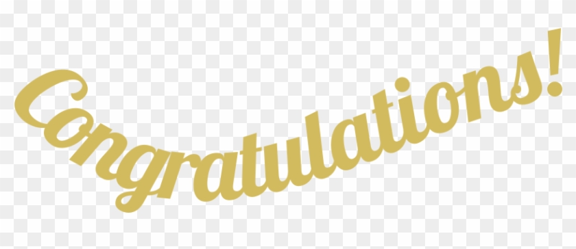 Golden cursive "Congratulations!" text on transparent background, celebratory graphic element.