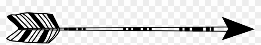 Black and white stylized arrow with striped fletching and patterned shaft, pointing right on transparent background.