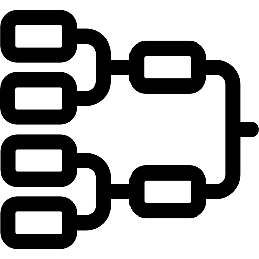 Black-and-white flowchart diagram showing eight interconnected process blocks in a branching structure.