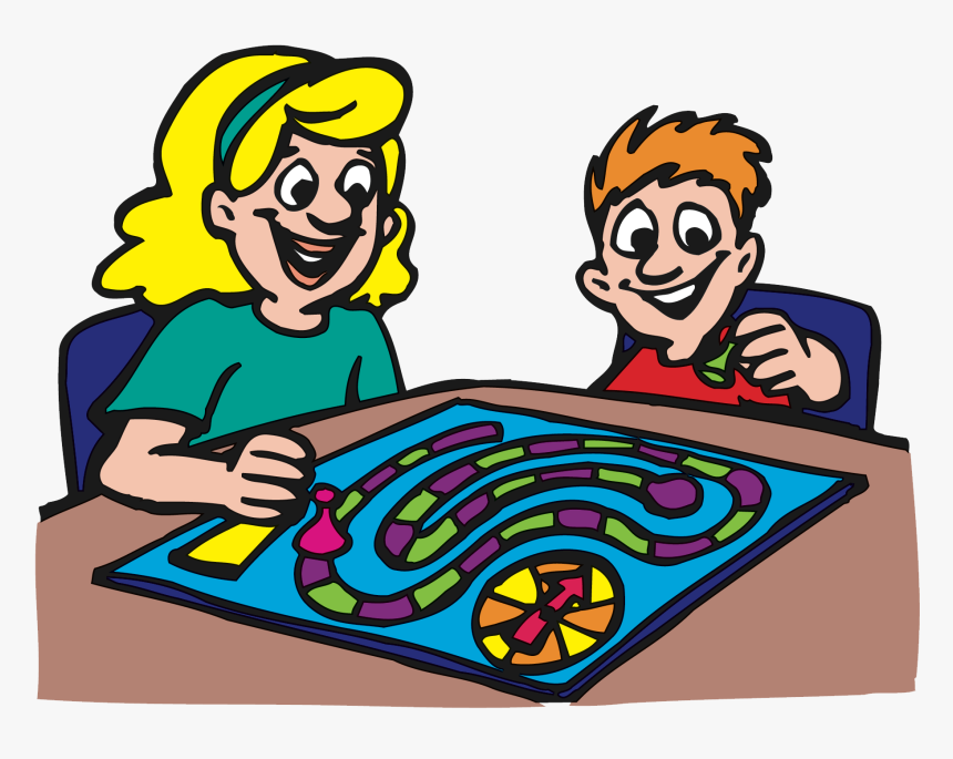 A smiling woman and boy playing a colorful board game together at a table.