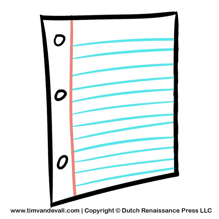 Hand-drawn lined notebook paper with three binder holes and a red margin line.