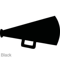 Black silhouette of a classic handheld megaphone on white background.