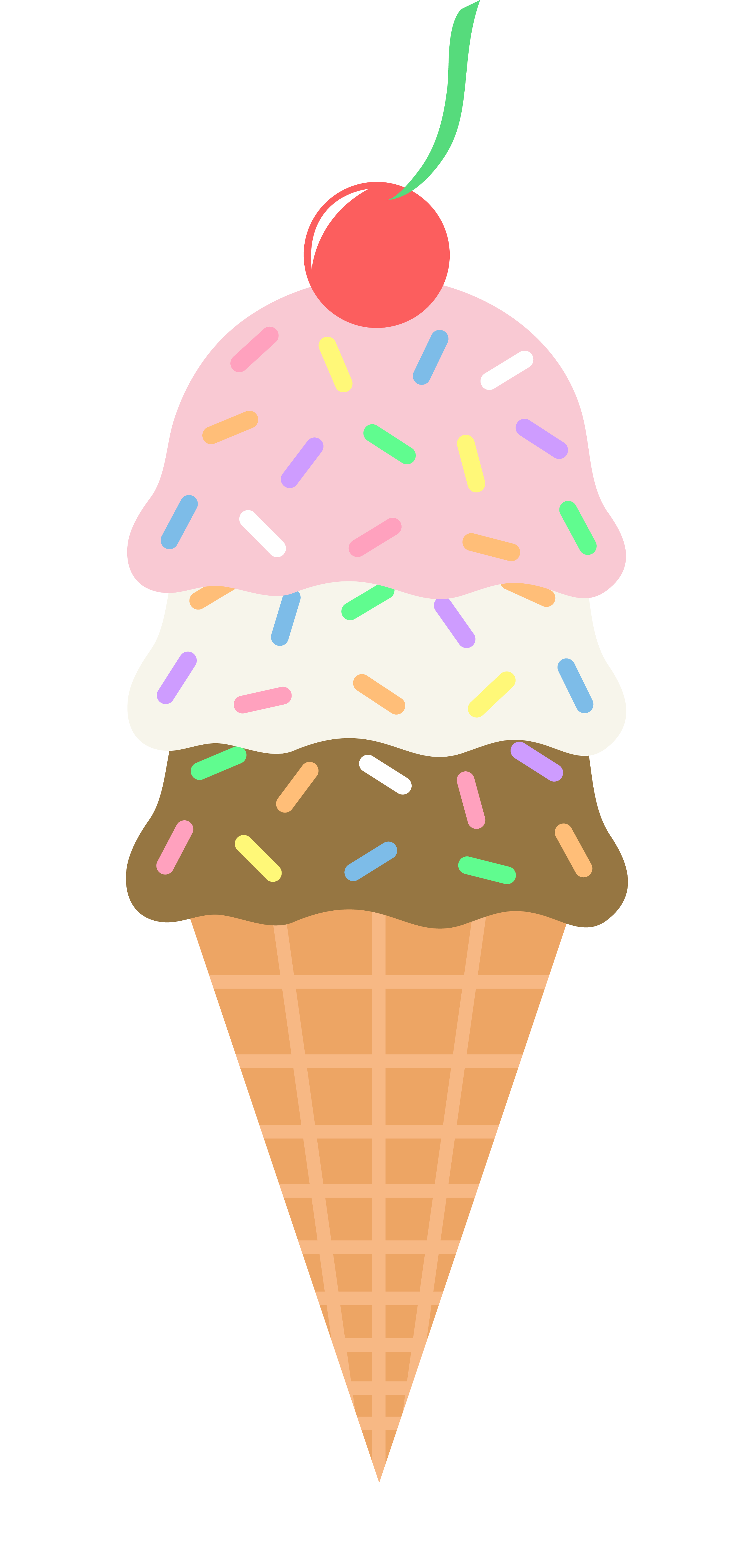 Delicious Triple-Scoop Ice Cream Cone with Sprinkles & Cherry