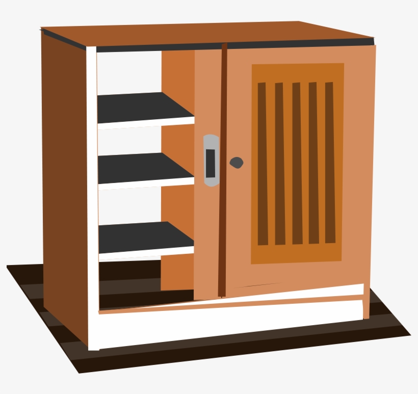 Modern Wooden Cabinet with Shelves and Slatted Door - Storage Solution