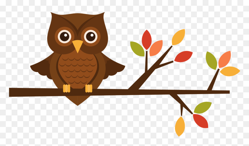 Cute Owl on Autumn Branch - Free Clipart Image