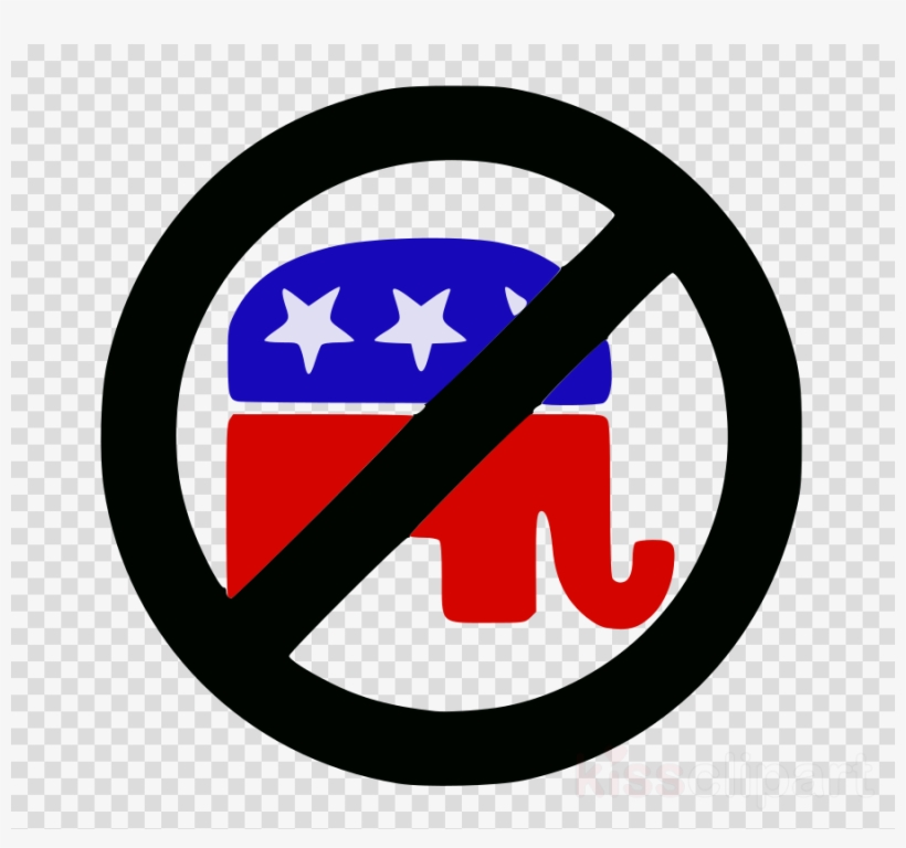 Anti-Republican Symbol - Prohibition Sign Over GOP Elephant Logo
