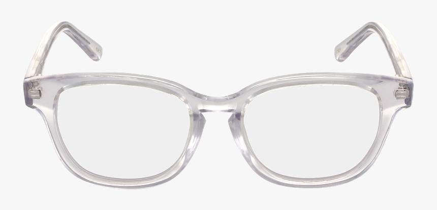 Clear transparent acetate eyeglass frame with rounded rectangular lenses and subtle temple detailing.