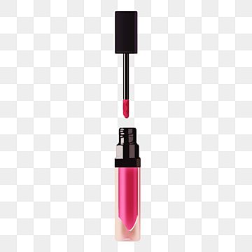 A vibrant pink liquid lip gloss with a black applicator wand, shown open against a transparent checkered background.
