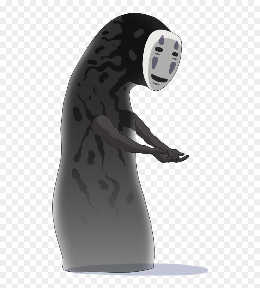 No-Face (Kaonashi) from Studio Ghibli’s Spirited Away, a mysterious masked spirit with dark, flowing form and outstretched hands.