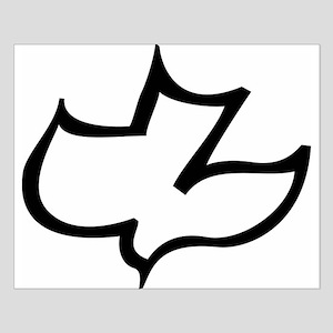 Black silhouette of a dove in flight, symbolizing peace and the Holy Spirit.