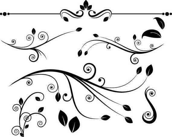Elegant Floral Scrollwork Vector Graphics - Free Decorative Design Elements