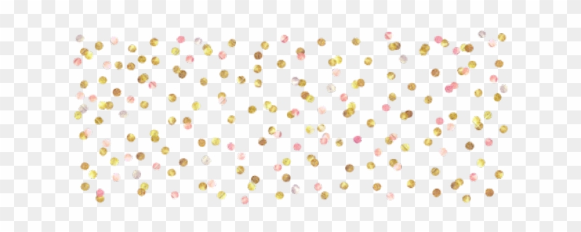 Scattered gold, pink, and cream confetti dots on transparent background for festive designs.