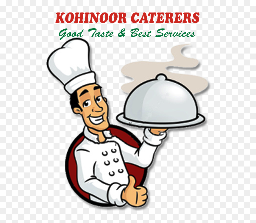 Kohinoor Caterers logo featuring a smiling chef holding a steaming silver cloche, with tagline "Good Taste & Best Services".