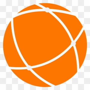 Orange sphere with white intersecting lines forming a geometric grid pattern, resembling a stylized globe or network node.
