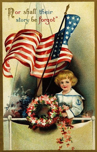 Vintage Patriotic Postcard - “Nor Shall Their Story Be Forgot” | Historical Memorial Art