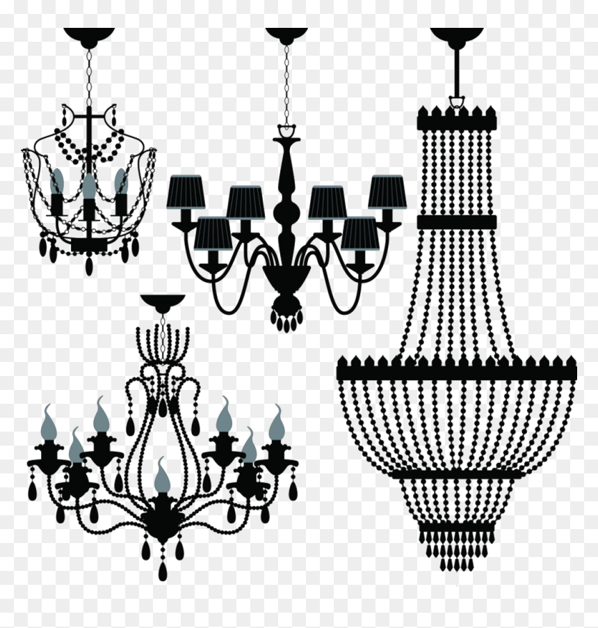 Elegant Chandelier Silhouettes - Free Vector Illustrations for Interior Design