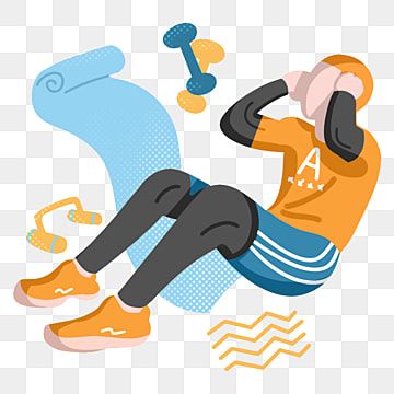 Home Workout Illustration - Core Exercises & Fitness Gear
