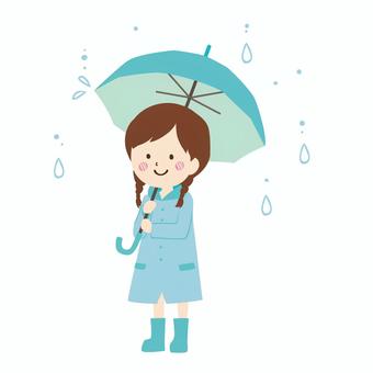 Rainy Day Illustration - Child with Umbrella for Weather Content