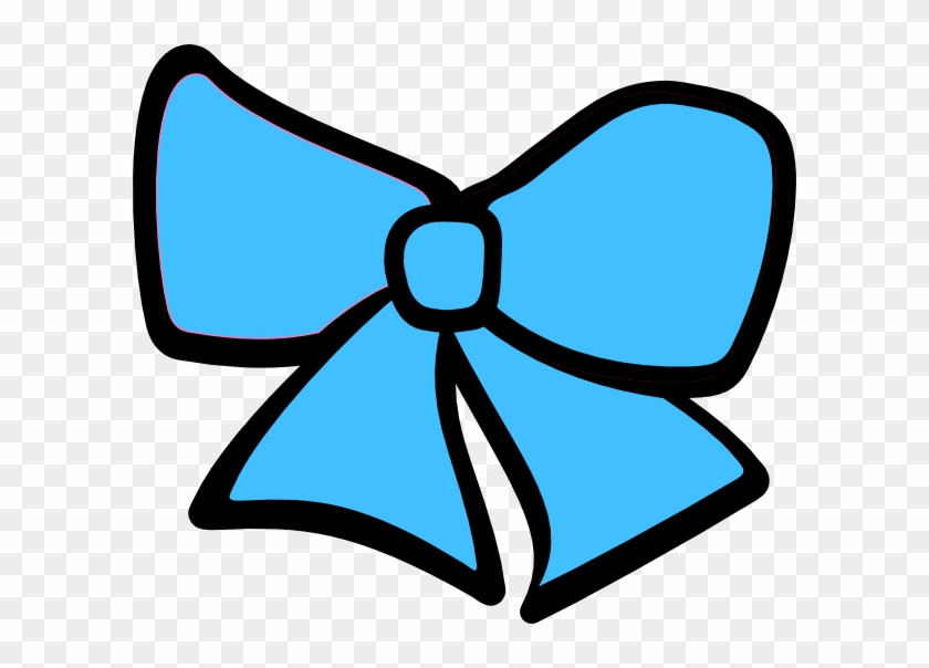 A simple cartoon-style light blue bow with black outline on transparent background.