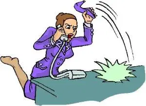 Office Emergency Cartoon - Shocked Businesswoman on Phone Amidst Desk Explosion
