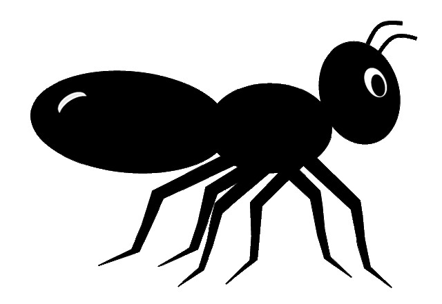 Ant Illustration - Simple Black Silhouette for Educational and Design Use