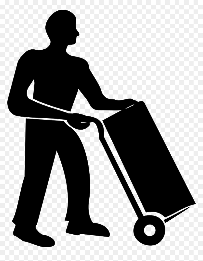 Hand Truck Worker Silhouette Icon - Free Vector Graphic