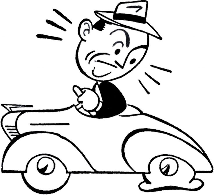 Vintage Car Driver Cartoon - Retro Automotive Illustration