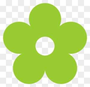 Simple green five-petal flower icon with white center on transparent background