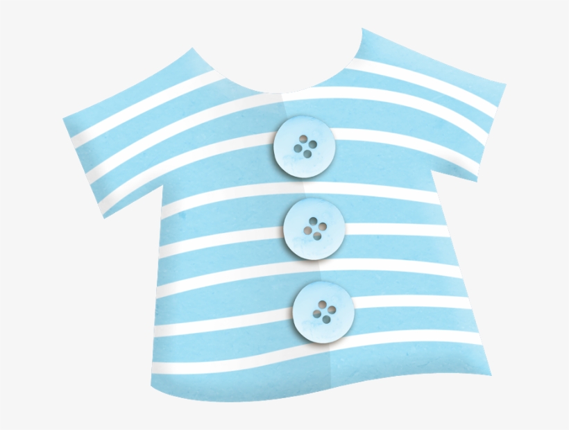 Light blue and white striped baby t-shirt with three matching buttons down the front.