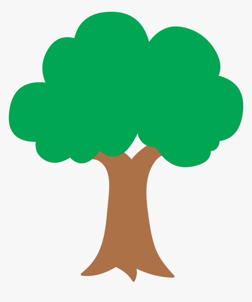 Simple green leafy tree with brown trunk, cartoon-style vector illustration.