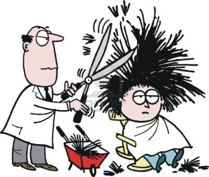 Haircut Gone Wild - Humorous Barber Cartoon Illustration