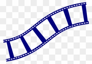 Blue film strip icon on transparent background, symbolizing movies, video, or cinema.