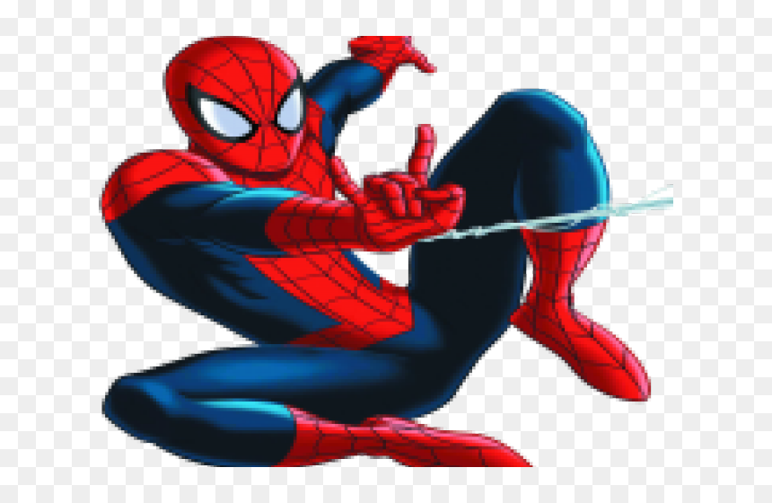 Spider-Man in classic red-and-blue suit shooting a web, mid-action pose on transparent background.