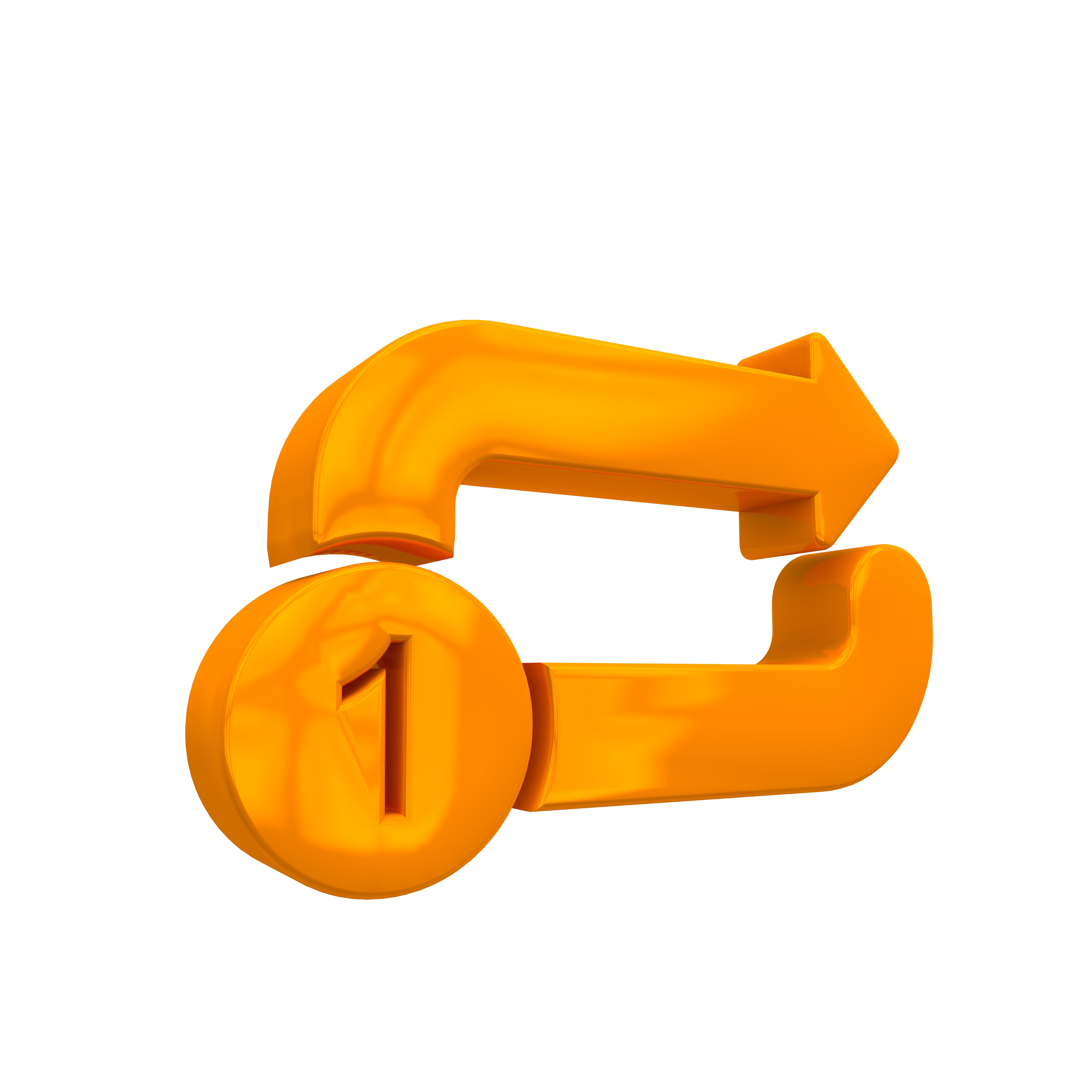 First Step Link Icon - Orange 3D Chain with Number 1 and Arrow