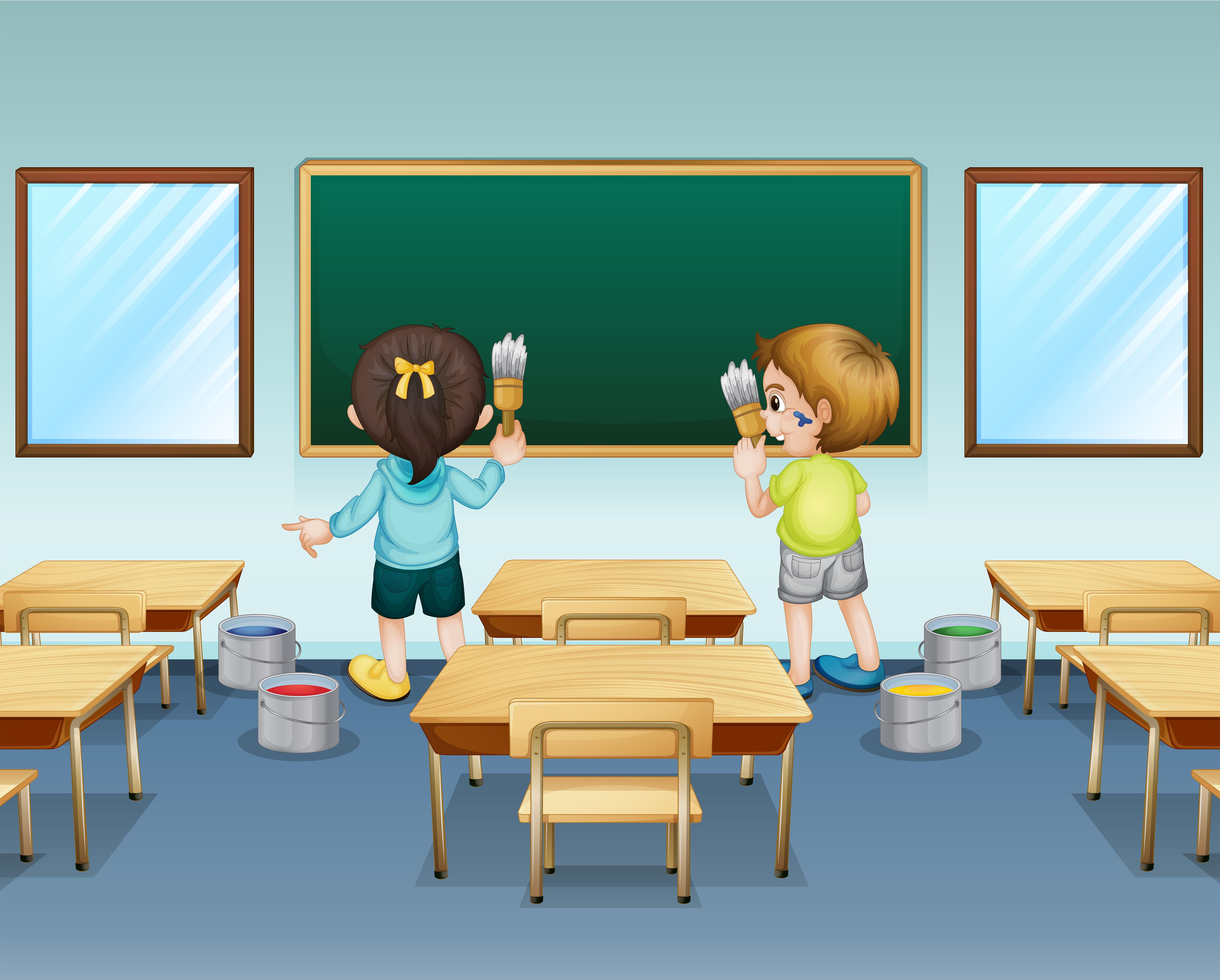 Students Cleaning Classroom Together Stock Illustration - Download ...