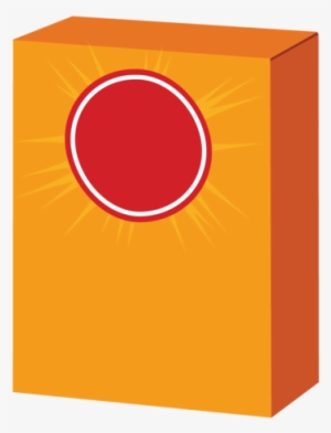 Orange product box with red circular label and sunburst rays, suggesting a vibrant, attention-grabbing package design.