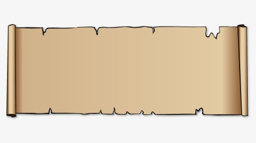Vintage parchment scroll with torn edges and rolled ends, beige textured background.