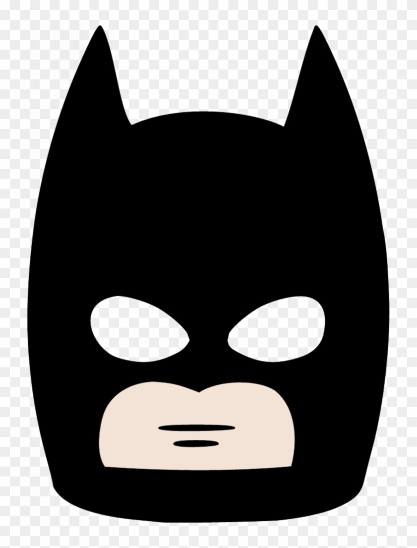 Simple black Batman mask with white eye cutouts and beige mouth area on transparent background.