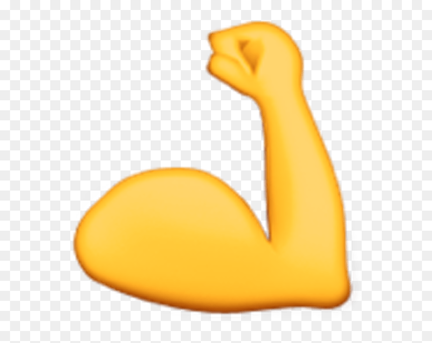 Yellow emoji-style flexed bicep arm symbolizing strength, power, or fitness.