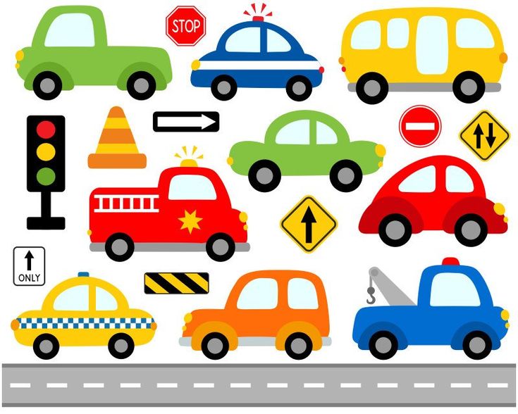 Transportation Clipart for Kids - Free Vector Illustrations of Cars and Road Signs
