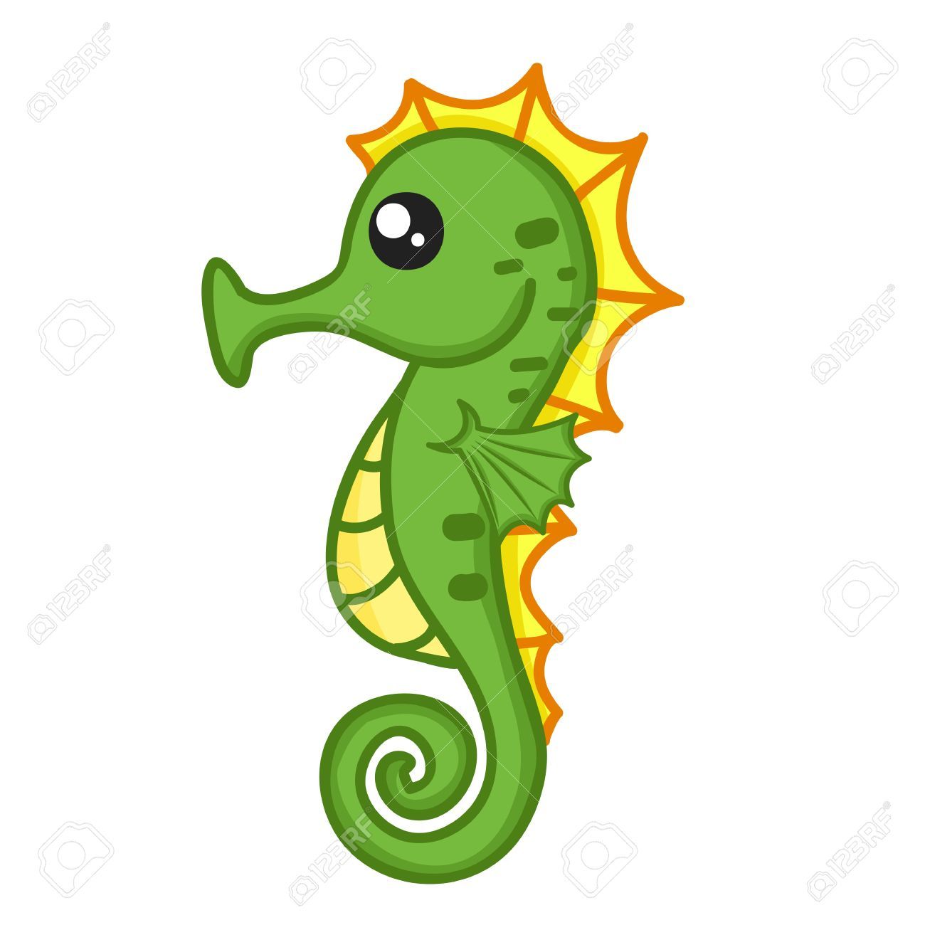 Adorable Cartoon Seahorse Illustration - Free Vector Clipart