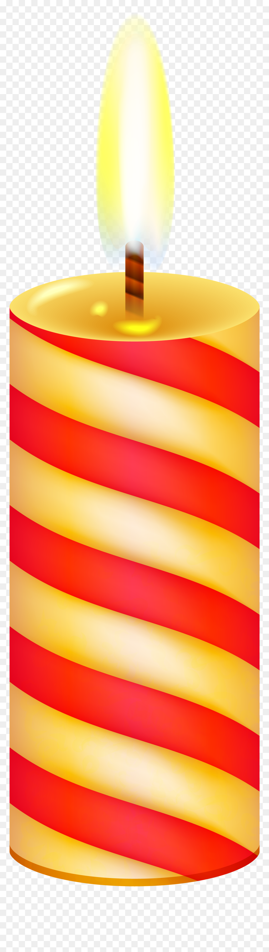 Red and Yellow Striped Birthday Candle - Festive Flame Illustration