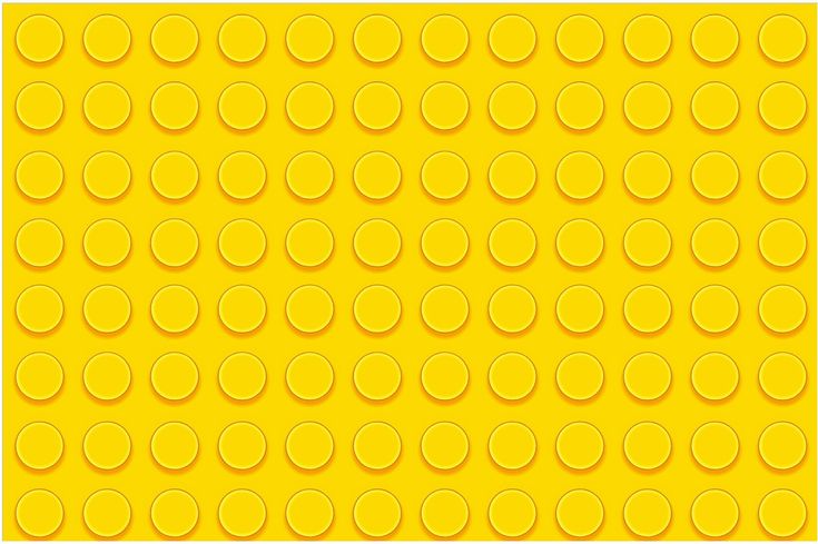 Bright yellow LEGO baseplate with evenly spaced circular studs for building creativity.