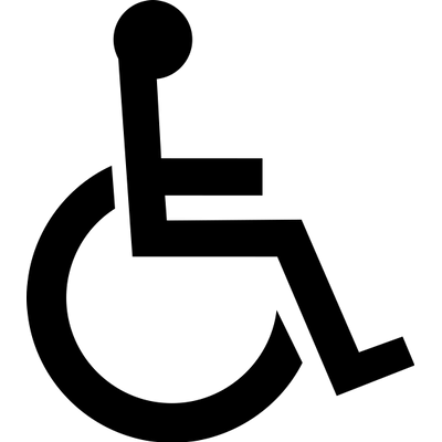 International symbol of access depicting a person in a wheelchair on a green background.