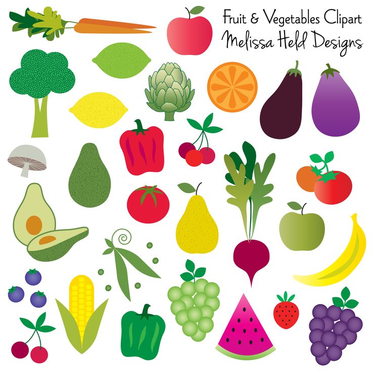 Fruit & Vegetables Clipart Set - Vibrant Illustrations for Education and Design