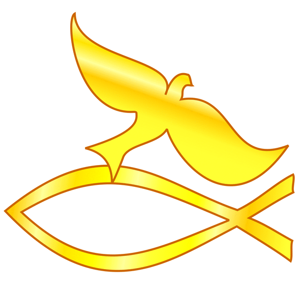 Holy Spirit Dove Over Ichthys Symbol - Christian Faith Icon