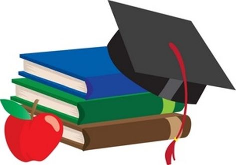 Education Symbolism - Books, Graduation Cap, and Apple Illustration
