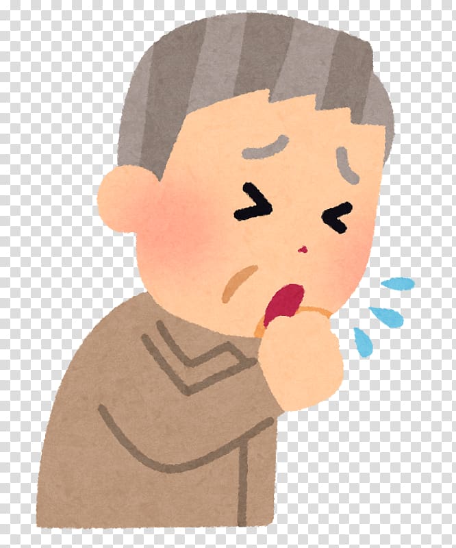 Elderly man coughing with hand over mouth, showing illness symptoms